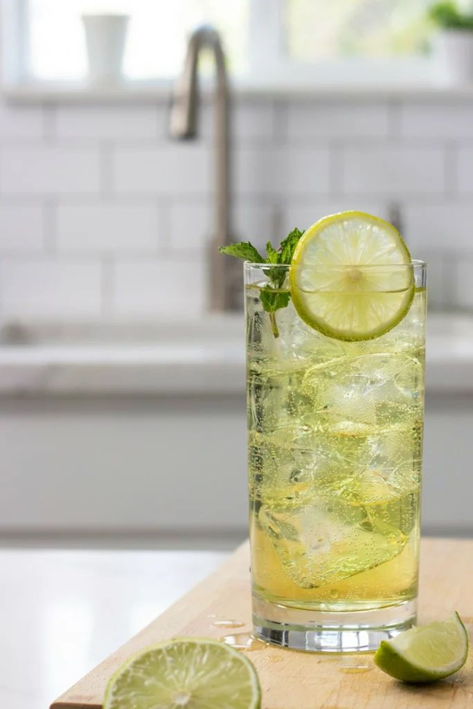 Neon green Toxic Waste Cooler with dry ice fog pouring over the glass