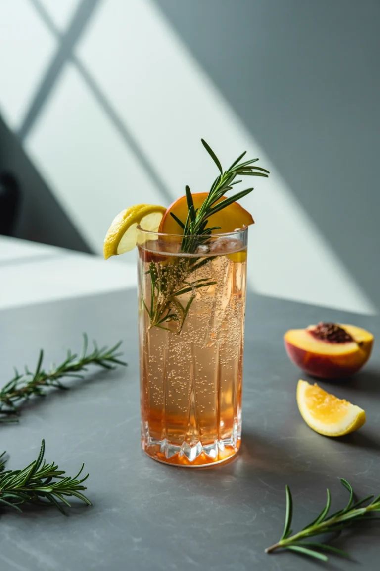 Peach Rosemary Fizz Mocktail: A Bubbly, Herbal Summer Sipper