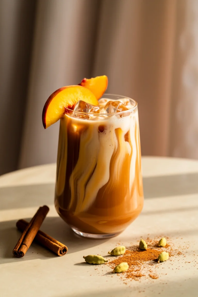 Peach Cardamom Chai Cooler Mocktail