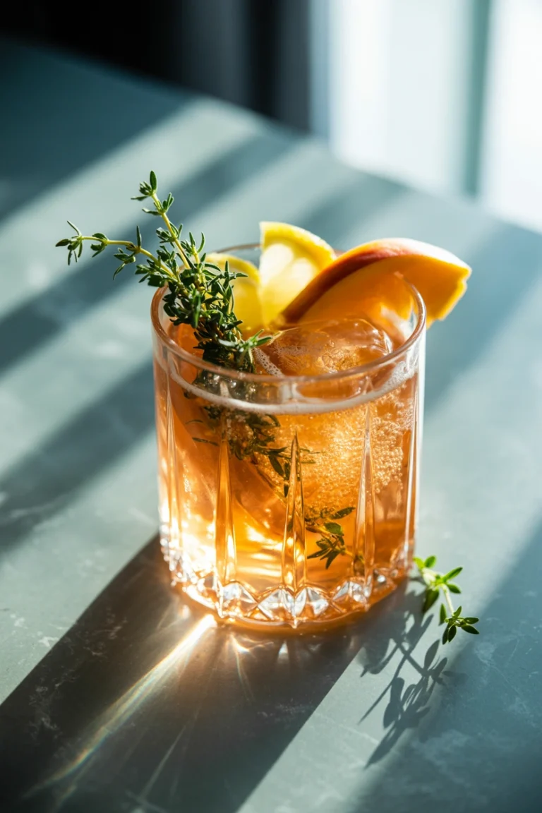 Peach Thyme Lemon Spritz Mocktail: Your New Warm-Weather Favorite