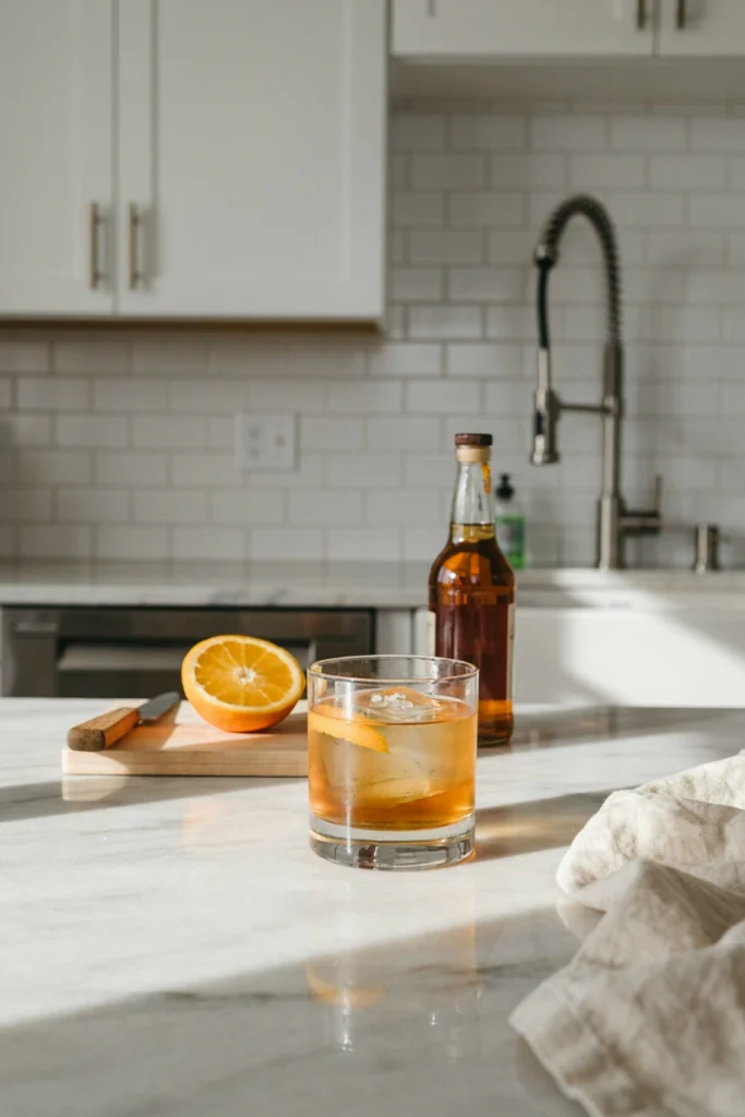 Brown Butter Bourbon cocktail dusted with sea salt