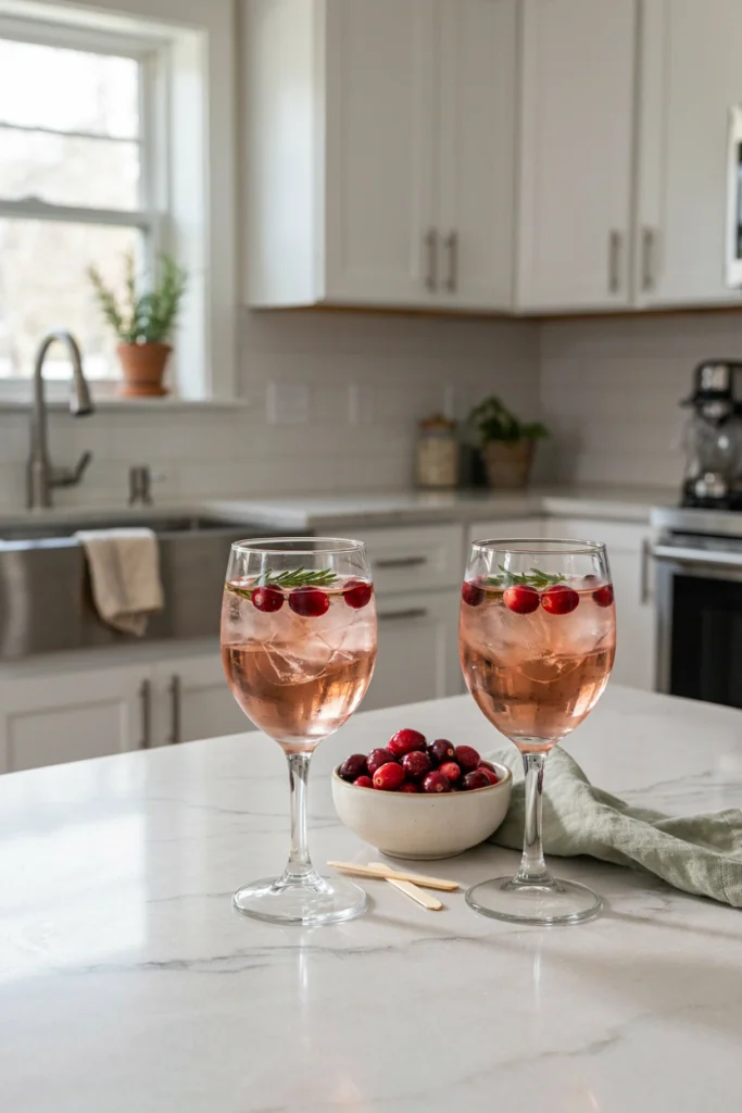 Cranberry Rosemary Spritz with a rosemary sprig